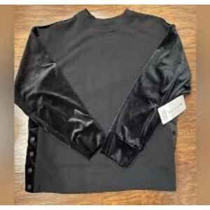 ATHLETA Retroplush Velvet Crewneck Sweatshirt In Black Size XL